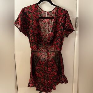 Free People Floral Romper with cut out